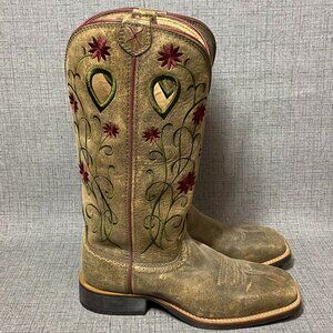 EUC Twisted X Floral Embroidered Square Toe Women’s Cowgirl Boots